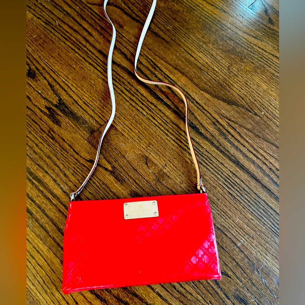 Kate Spade red patent leather small crossbody bag